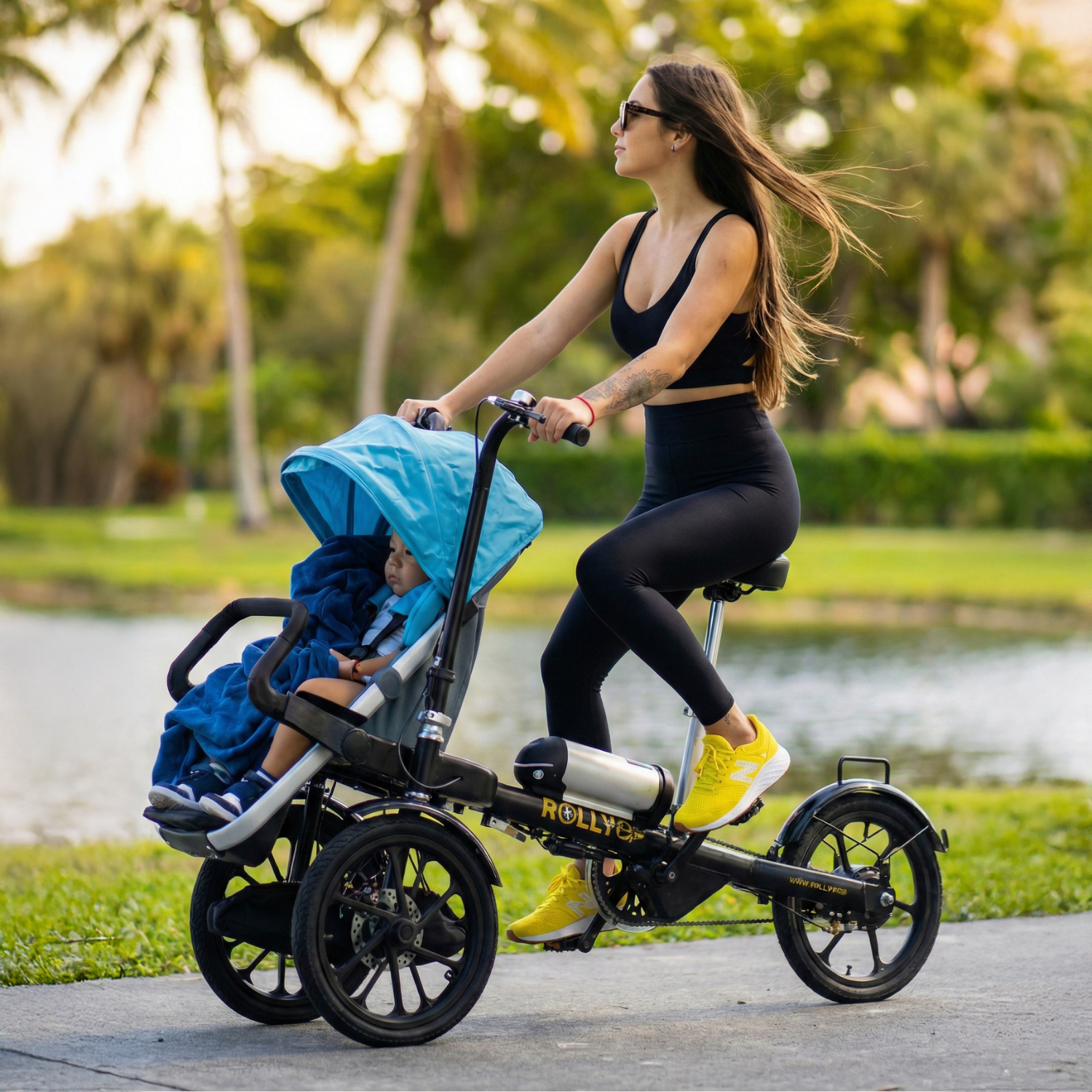 Folding Parent-Child Electric Tricycle | 3-Wheel Stroller E-Bike with Reverse Seat