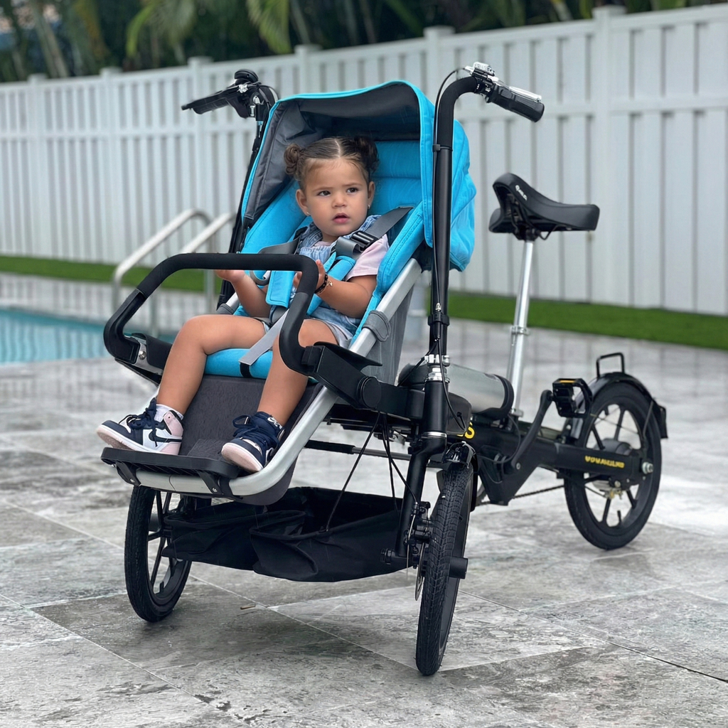 Folding Parent-Child Electric Tricycle | 3-Wheel Stroller E-Bike with Reverse Seat